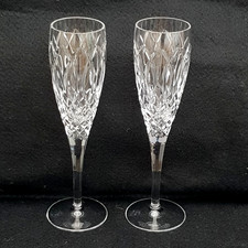 2 x Stuart Windsor Crystal Champagne Flutes, Pair
