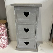 Mini Trinket Chest Of Grey Painted Wood 3 Drawers 28cm Tall Rustic Chic shabby