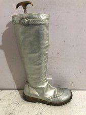 Angulus leather silver womens size UK 6 / 39 calf high boots shoes - SG