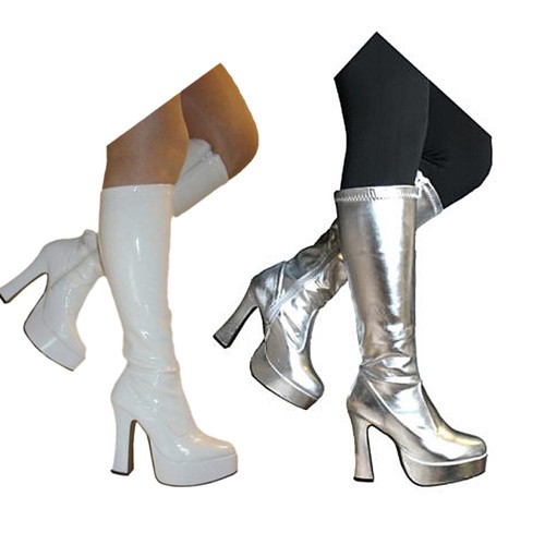 60s 70s silver platform - 60s, boots