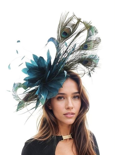 Teal green peacock feather - green,