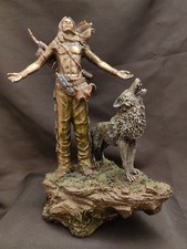 Veronese Native American Ornament HOWLING WOLF WARRIOR Figurine 7.5" Bronze Effe