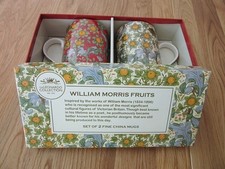 BOXED x2 LEONARDO COLLECTION FINE CHINA MUGS - WILLIAM MORRIS FRUITS - UNUSED