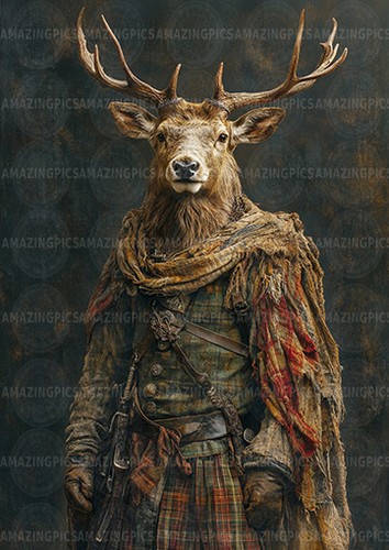 Stag highland warrior art - highland,