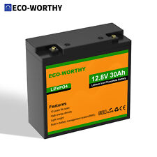 ECO-WORTHY 12V 30Ah Lithium LiFePO4 Battery Rechargeable 4000+ Cycle BMS Boat RV