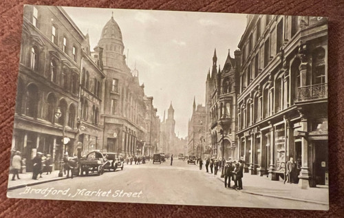 Antique postcard market street - postcard,