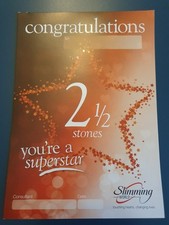 Slimming World 2 1/2 Stone Award Certificate  NO STICKER