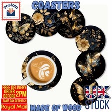 Gold Butterfly Wooden Coasters
