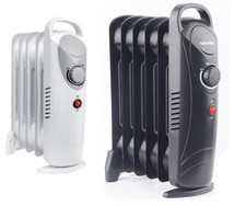 DAEWOO/FIN MINI 800W OIL FILLED RADIATOR 6 FIN HEATER PORTABLE ELPINE THERMOSTAT