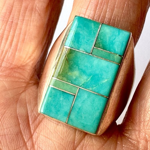 Navajo turquoise mens ring - turquoise, sz