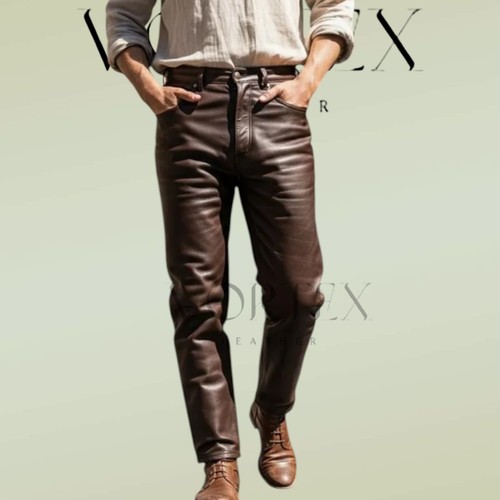 Men brown genuine lambskin - men's,