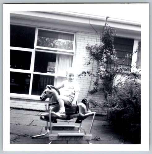 Vtg snapshot boy riding - vtg, b&w