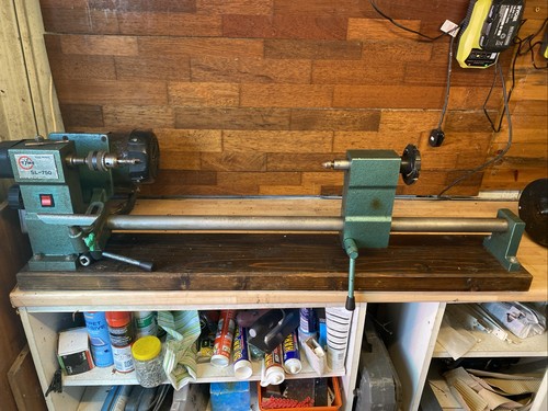 Wood turning lathe with - wood,