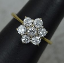 Classic 18ct Gold 0.75ct Diamond Daisy Cluster Ring