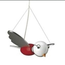 Childrens Ceiling Light Nursery Birdy red & Grey Pendant With Bulb
