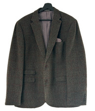 Mens Next 100% Wool Checked Jacket/Hacking 46" Reg Brown Check Fully Lined