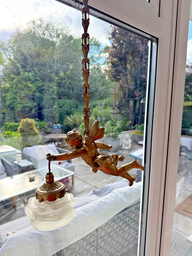 Antique flying putti cherub - antique,