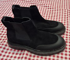 Zara Black Suede Rubberised Toe Ankle Chelsea Boots size UK 8 EUR 42 Discounted 