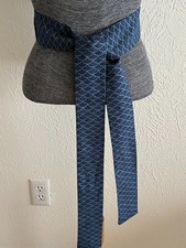 Brand New Japanese OBI Cotton Sash Belt  70"L x 2.5"W Seigaiha Print  Blue