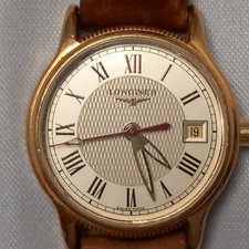 Longines L4.198.2 Gold Tone Round Dial Leather Strap Dress Watch