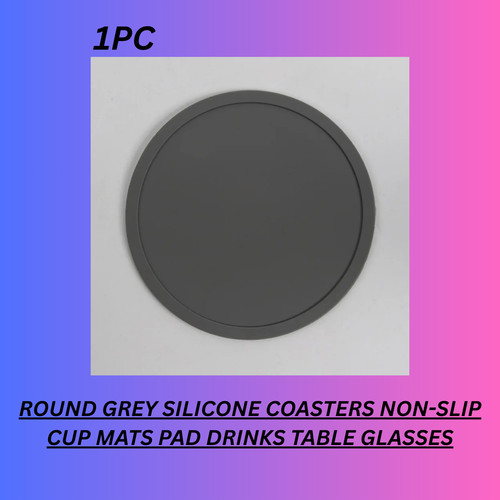 Round grey silicone coasters - grey,