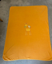 Mothercare Vintage 2005 Large Fleece Blanket Orange Yellow Giraffe Bird VGC