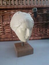 Gipsformerei Replica Plaster Cast Head on Wood, Coin Embedded in Base Berlin