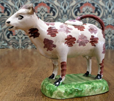 Rare 19th Century Georgian Swansea Cambrian Welsh Pink Lustre Cow Creamer Jug