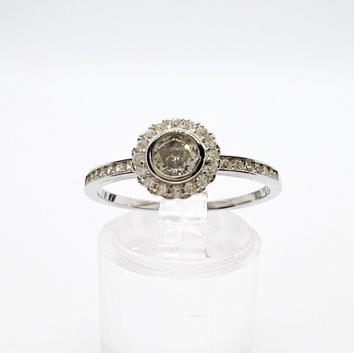 Round halo ring genuine 925 - ring,