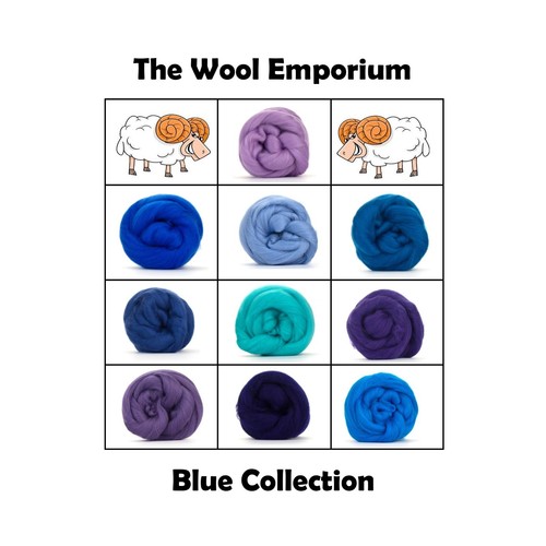Blue merino wool - blue, roving