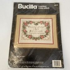 Bucilla cross stitch kit 40476 The Greatest Gift Sampler 1990 14 Count Vintage