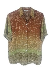 Gerry Weber Women's Size 14 Swirls Print Blouse Short Sleeve Autumn Colors Nice!