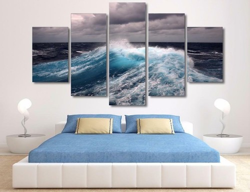 Stormy sea ocean waves - stormy, framed
