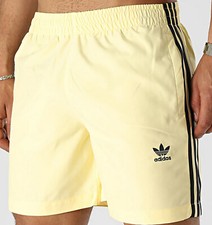 ADIDAS ORIGINALS ADICOLOR 3 STRIPES YELLOW SWIM SHORTS UK MEDIUM  LAST ONE NEW