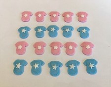 20 edible baby vests baby shower christening boy girl icing cake decorations