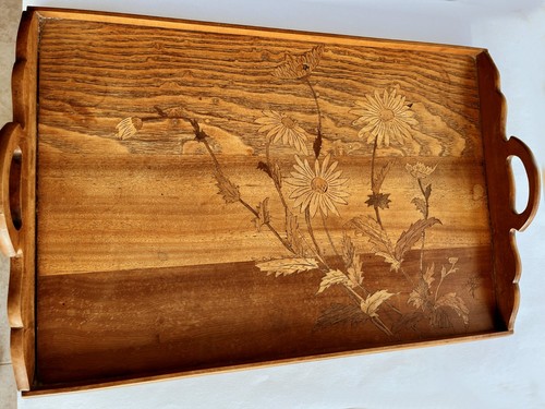 Art nouveau marquetry service - art,