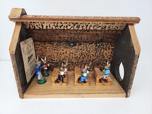 Vintage wooden school - vintage, rabbits