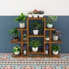 Multi-Tier Wooden Plant Stand Indoor&Outdoor Ascending Display Shelf 13 Pots