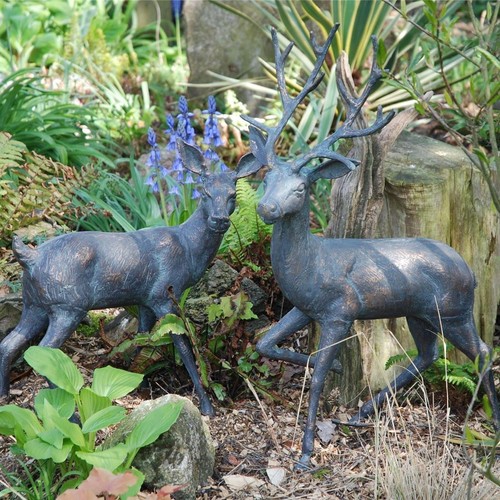 Large antique stag doe - antique,