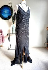 Black GATSBY Dress Bead Hi Low Art Deco Party Vintage Wedding 14