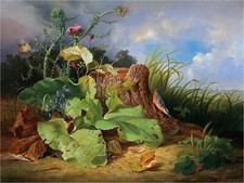 Still Life Thistles Rose Hips