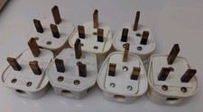 7 x 13Amp UK 3 Pin White Plug Connectors Male, Fuses Removed