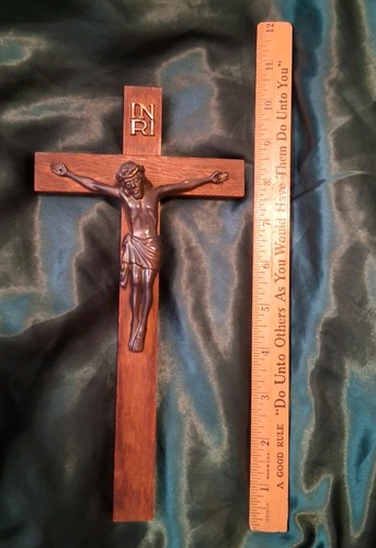 Antique german crucifix brass - german,