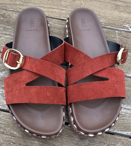 Suede leather slider - leather,