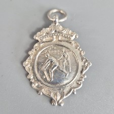 Antique 1922 Solid Sterling Silver Division 1 Cricket Club Fob Medal