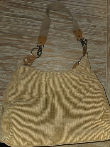 Tan corduroy shoulder bag - shoulder,