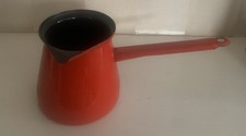 Vintage Red Enamel Milk Pan /