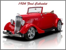 1934 Ford Cabriolet Hot Rod New Metal Sign: LARGE SIZE  12 X 16