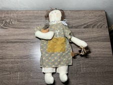 Hand Crafted Art Primitive Folk Art Garden Rag Doll Cloth Vintage Key