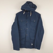 Crosshatch Utility Jacket Mens Medium Navy Blue Parka Full Zip 6 Pocket Design